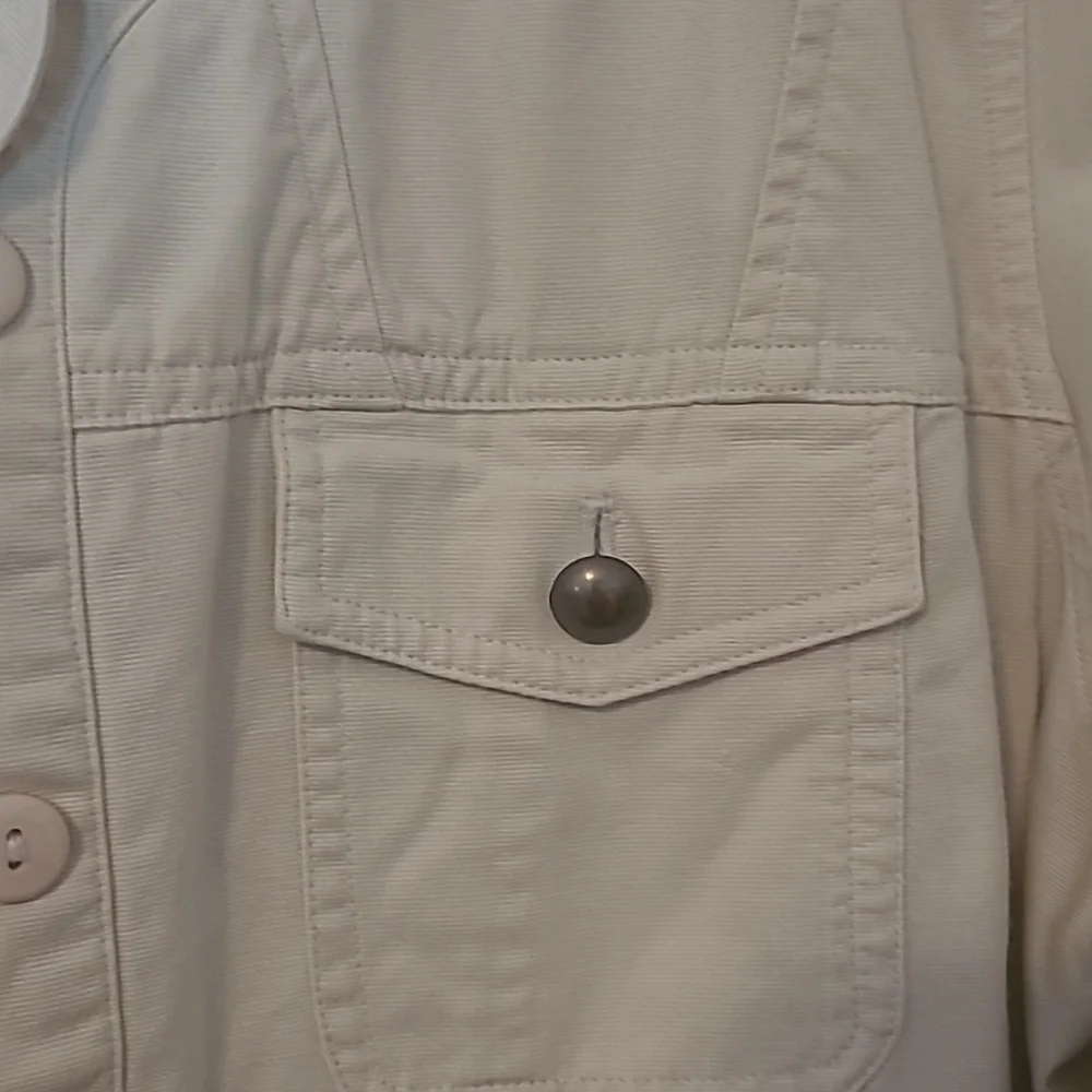 Christopher & Banks cotton button front very light tan jacket Sz XL - Picture 3 of 7